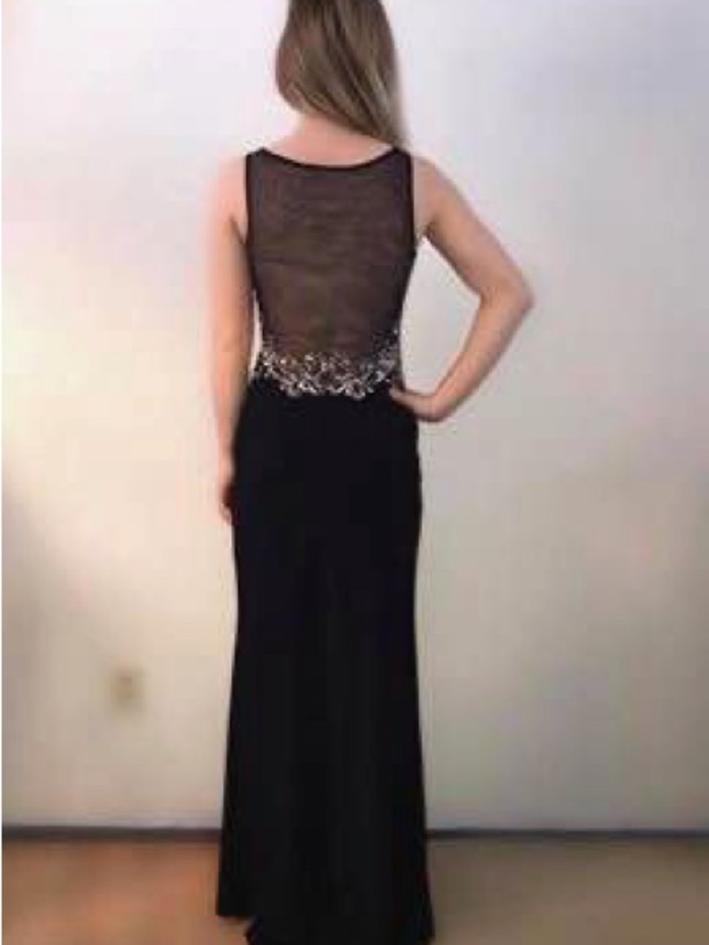 Blondie Nites Black Evening Gown with Beaded Waist